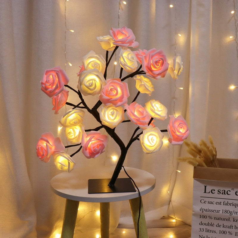 Vasos de Rosas Decorativos - 24 LEDS