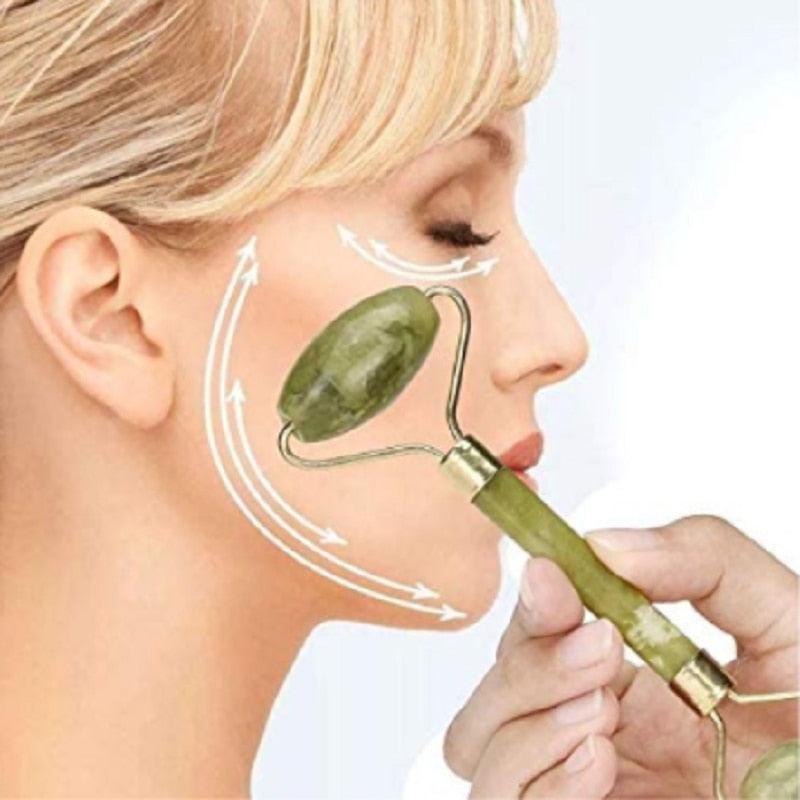 Massageador Facial Jade Pedra Rolo Massagem Anti Estresse - ACHE AQUI